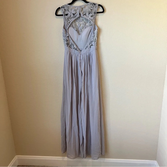 Lulus So Far Gown Grey Lace Maxi Dress - Picture 4 of 7